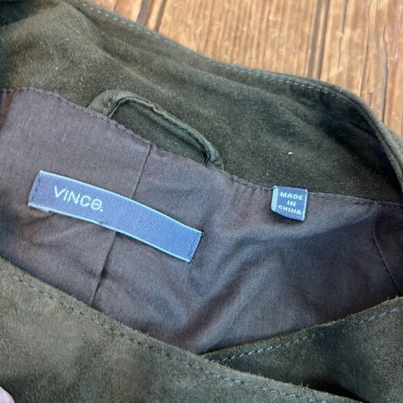 Women’s Vince Olive brown luxurious Suede zip Moto Jacket - Picture 6 of 7
